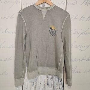 Faherty Mens Jackson Hole Graphic Sweatshirt Gray Cotton Waffle Knit XS